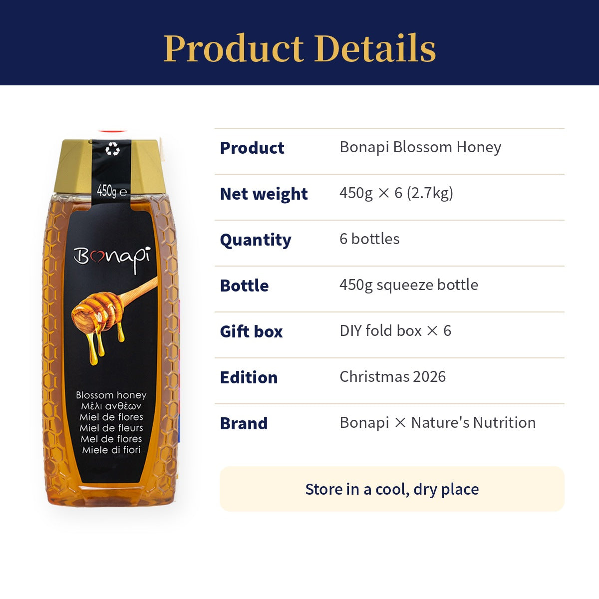 Bonapi Christmas Honey Gift Box 450g x 6 (26 edition - DIY Fold)