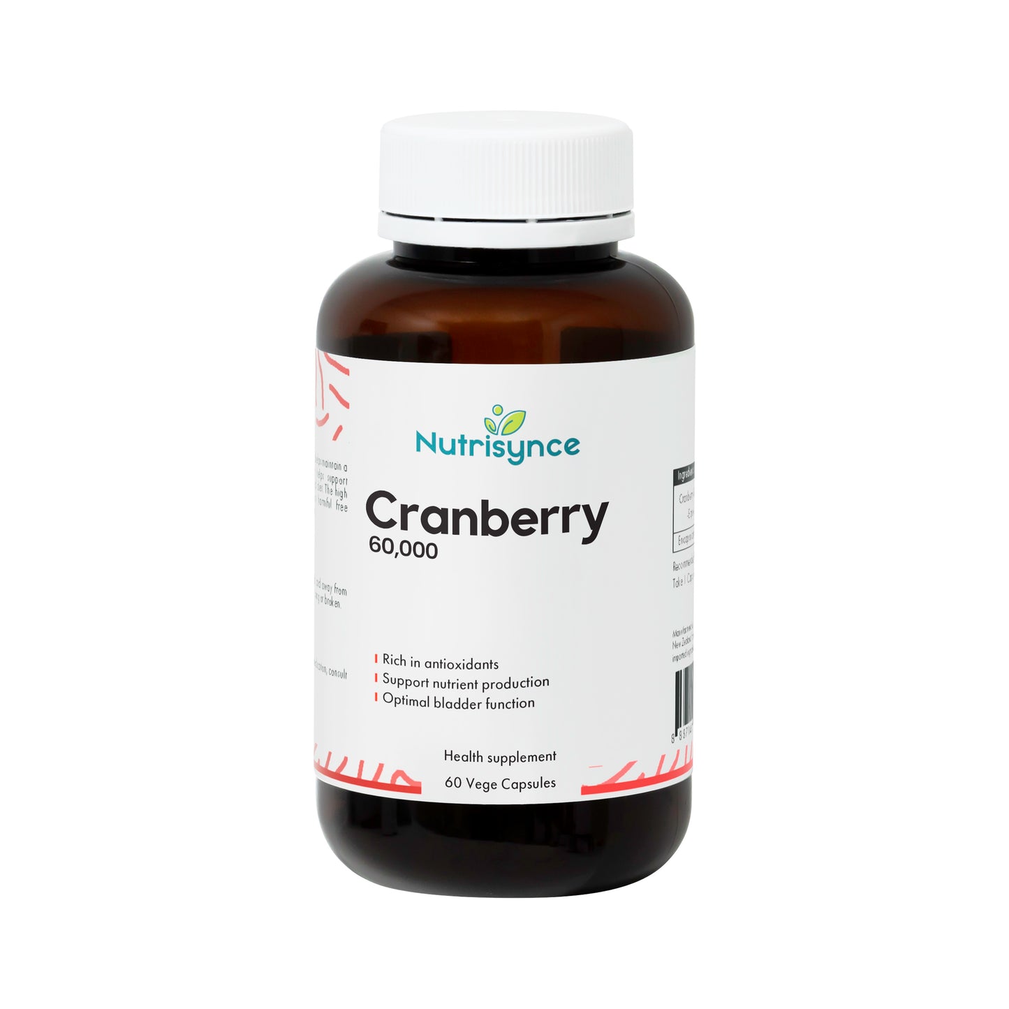Nutrisynce Cranberry 60,000 Supplement 60s – Bladder & Urinary Tract Health
