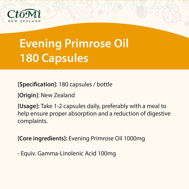 CtoMi Evening Primrose Oil Supplement 180s (Hormonal Support)