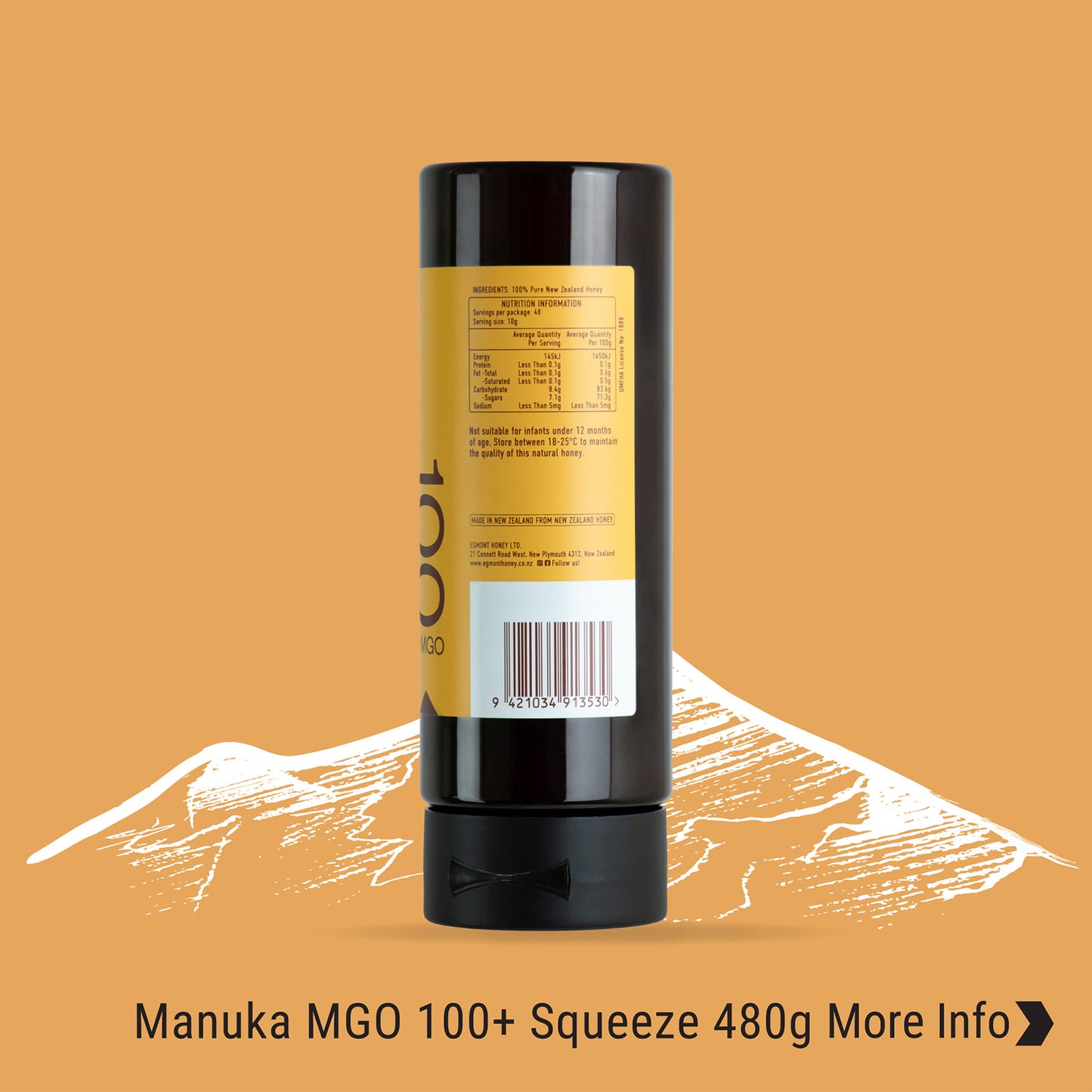 Egmont Honey MGO 100+ Squeeze Jar 480g