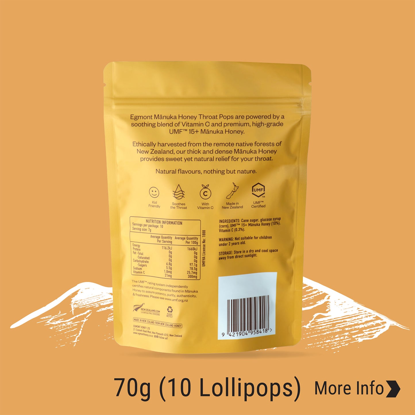 Egmont UMF 15+ Manuka Honey Throat Pops10s Pack