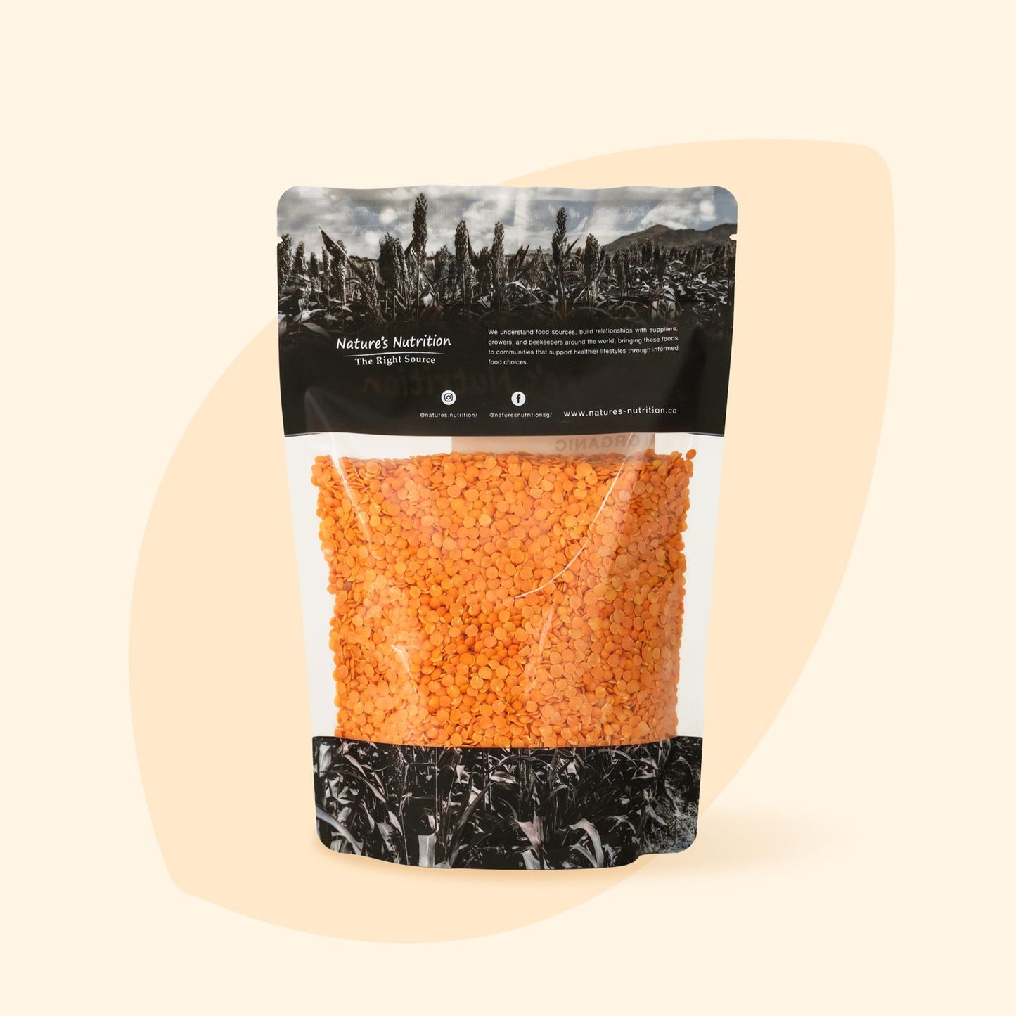 Nature's Nutrition Organic Red Lentils (Split) 500gx3 | USDA Certified Organic