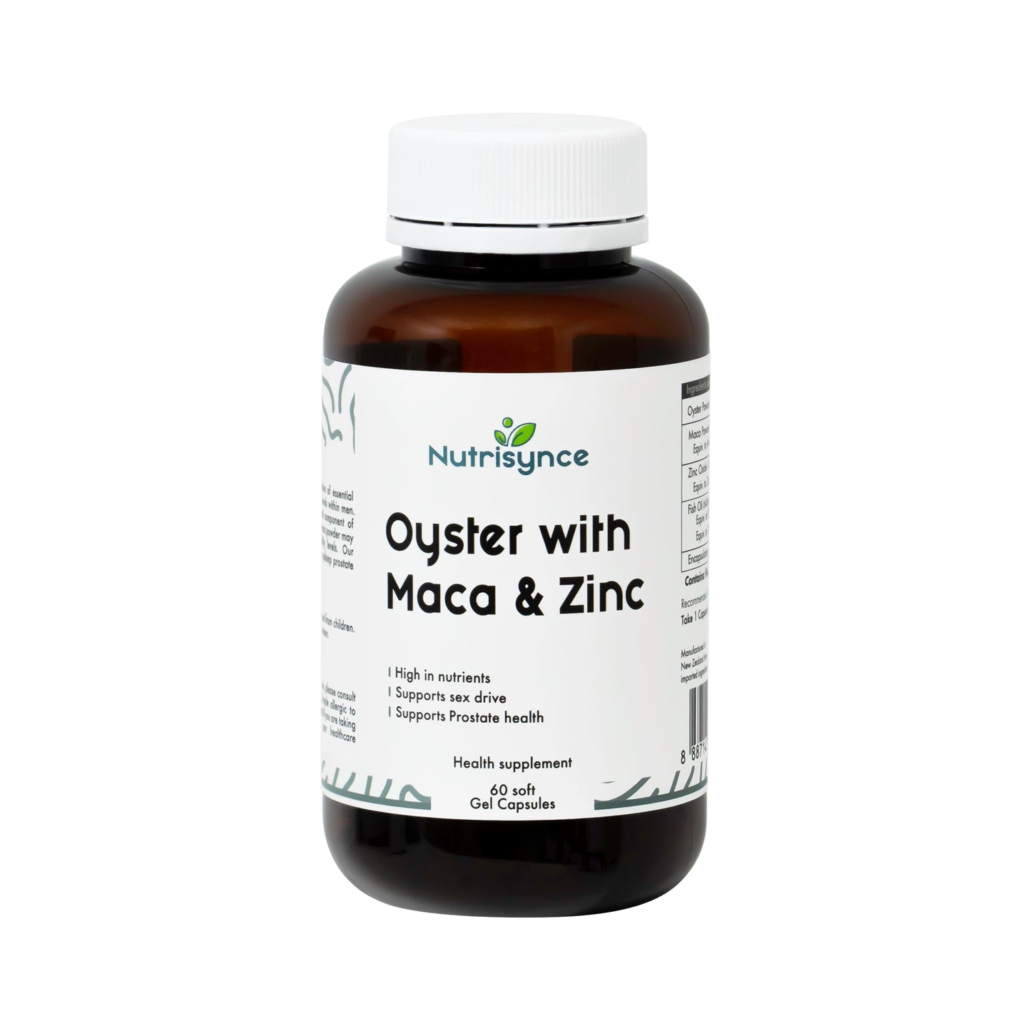 Nutrisynce Oyster with Maca-Zinc 60 Softgel Capsules - Vitality and Overall Well-being