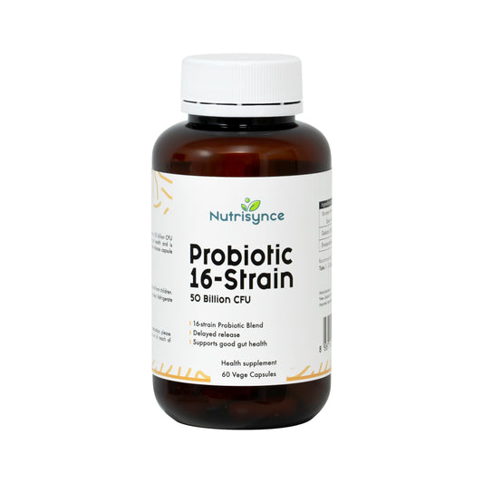 Nutrisynce Probiotics 16 Strain 50 Billion CFU 60 Vege Capsules - Digestive and Immune Health