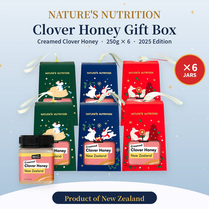 Nature's Nutrition Clover Honey Christmas Gift Box 250g x 6 (25 edition - Random Color/DIY Fold)