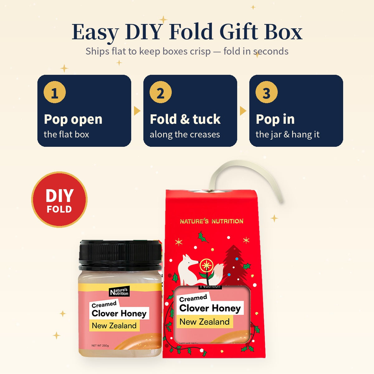 Nature's Nutrition Clover Honey Christmas Gift Box 250g x 6 (25 edition - Random Color/DIY Fold)