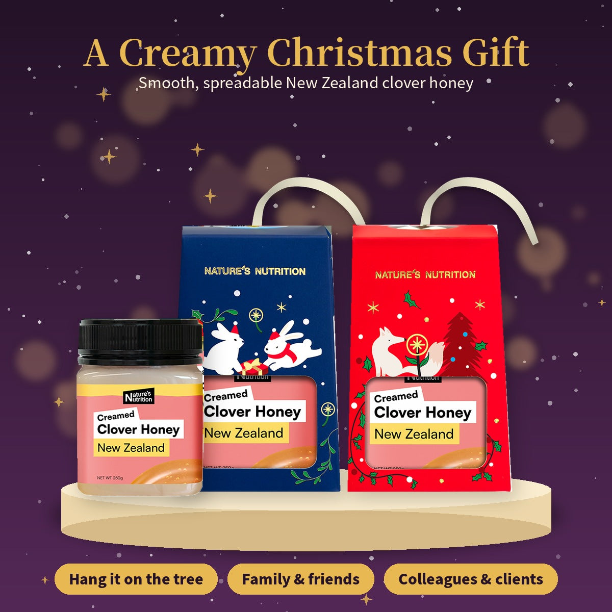 Nature's Nutrition Clover Honey Christmas Gift Box 250g x 6 (25 edition - Random Color/DIY Fold)