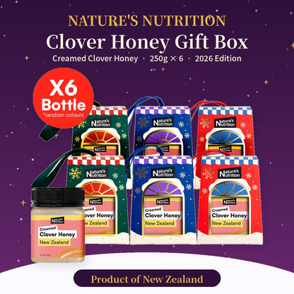 Nature's Nutrition Clover Honey Christmas Gift Box 250g x 6 (26 edition - Random Color/DIY Fold)