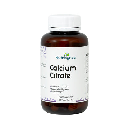 Nutrisynce Calcium Citric 600mg 60 Vege Capsules - Bone Health and Overall Wellness