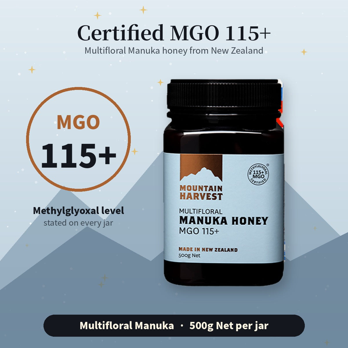 Mountain Harvest Manuka Honey MGO 115+ Christmas Gift Box 500g x 4 (26 edition DIY Fold)
