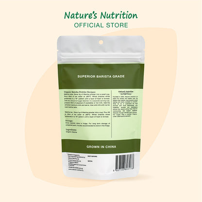 Nature's Nutrition Organic Matcha Powder 60g | Superior Barista Grade | USDA Certified Organic | 100% Pure Green Tea