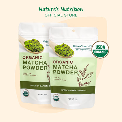 Nature's Nutrition Organic Matcha Powder 60g | Superior Barista Grade | USDA Certified Organic | 100% Pure Green Tea