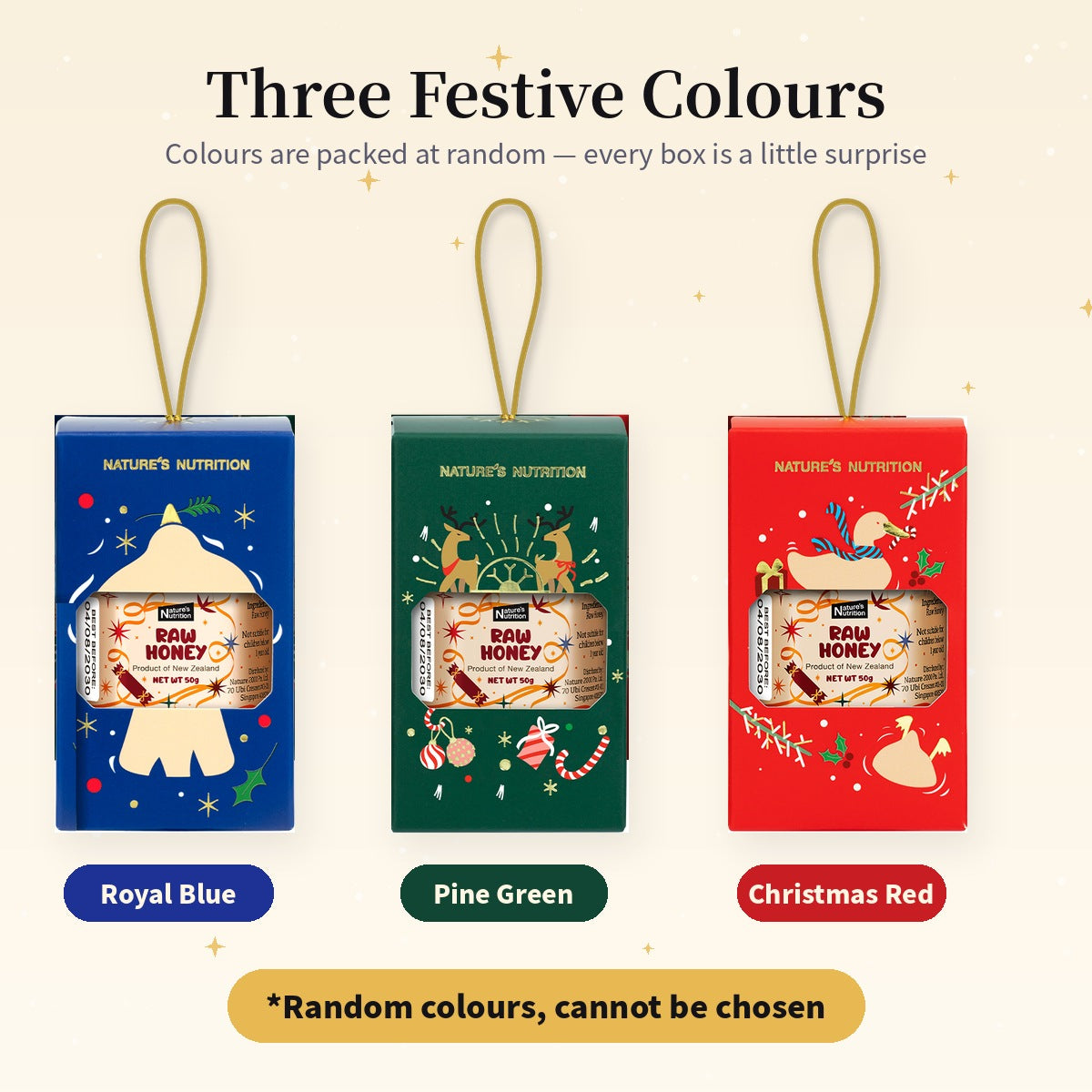 Nature's Nutrition Honey Christmas Gift Box 50gx12 (25 edition - Random Color/DIY Fold)