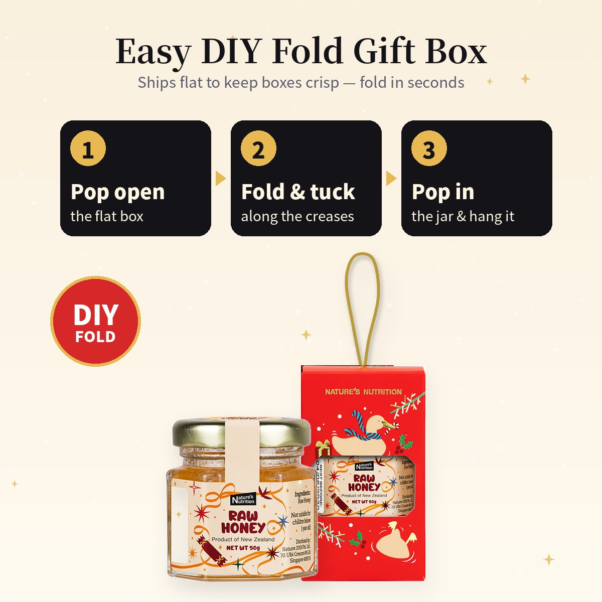 Nature's Nutrition Honey Christmas Gift Box 50gx12 (25 edition - Random Color/DIY Fold)