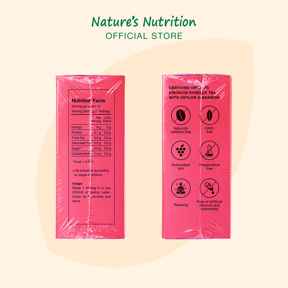 Nature’s Nutrition Organic Hibiscus Roselle Tea 12s