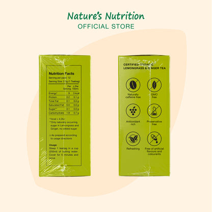 Nature’s Nutrition Organic Lemongrass & Ginger Tea 12s
