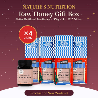 Nature's Nutrition Raw Honey Christmas gift box 500g x 4 (26 edition DIY Fold)