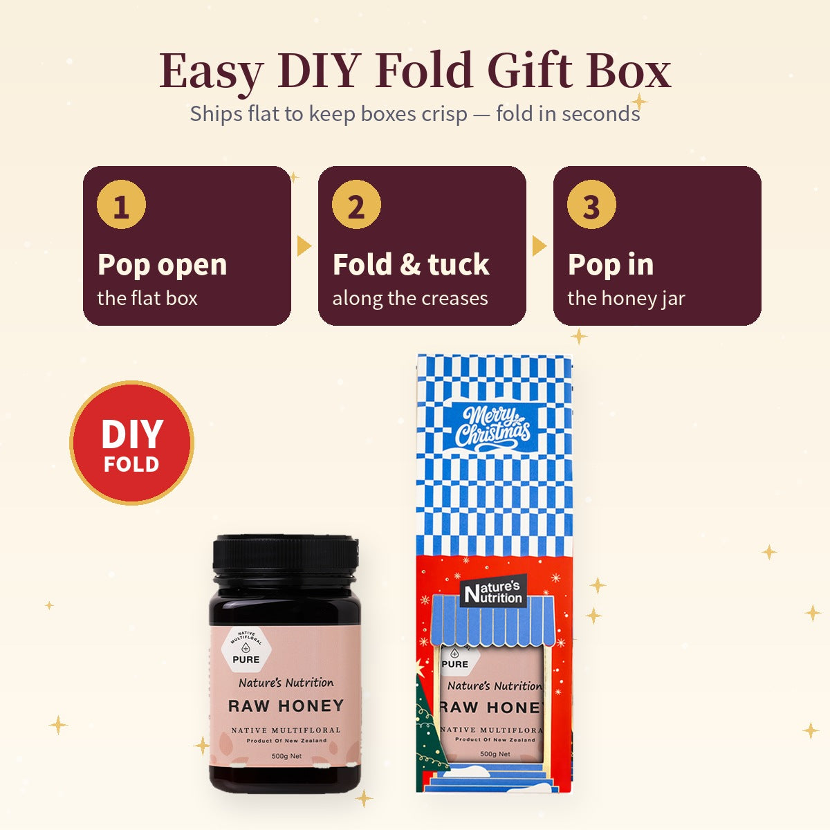 Nature's Nutrition Raw Honey Christmas gift box 500g x 4 (26 edition DIY Fold)