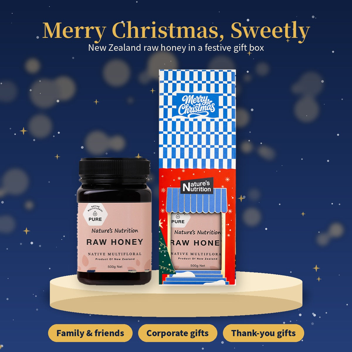 Nature's Nutrition Raw Honey Christmas gift box 500g x 4 (26 edition DIY Fold)