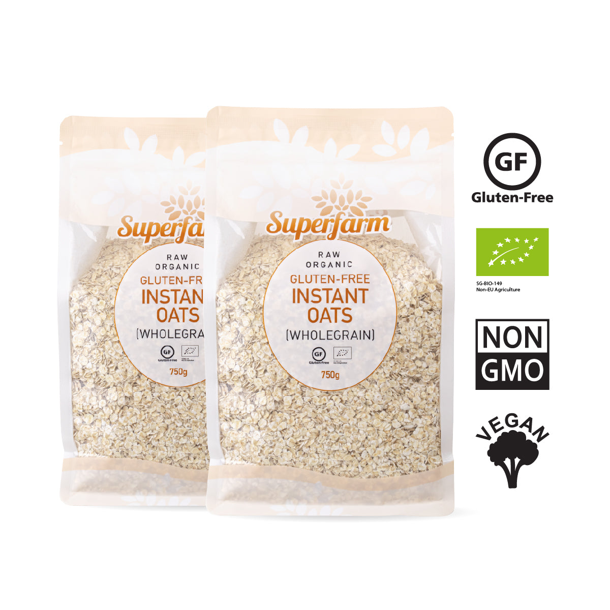 SuperFarm Organic Instant Oats 750gx2