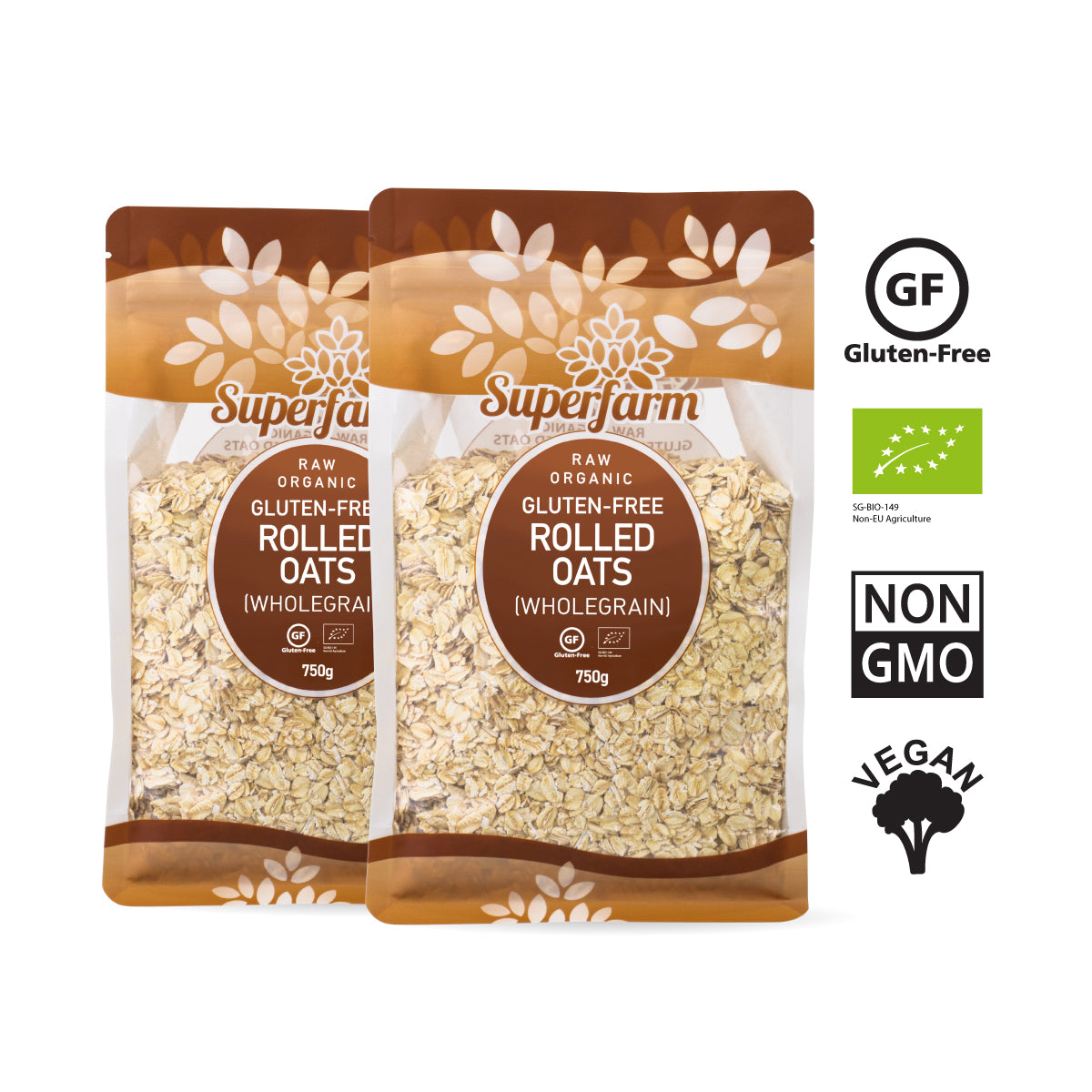 SuperFarm Organic Rolled Oats 750gx2