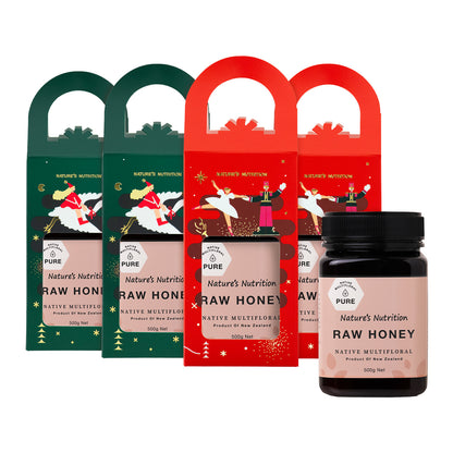 Nature's Nutrition Raw Honey Christmas gift box 500g x 4 (2024 random color box - box not folding)