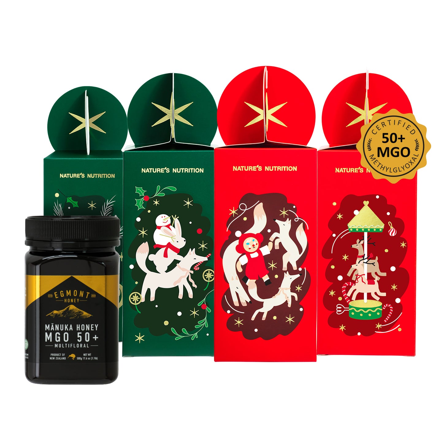 Egmont MGO 50+ Manuka Honey Christmas Gift Box 500g x 4 (2025 edition - random color)