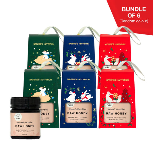 Nature's Nutrition Raw Honey Christmas Gift Box 250g x 6 (2025 edition - random color box unfolded)