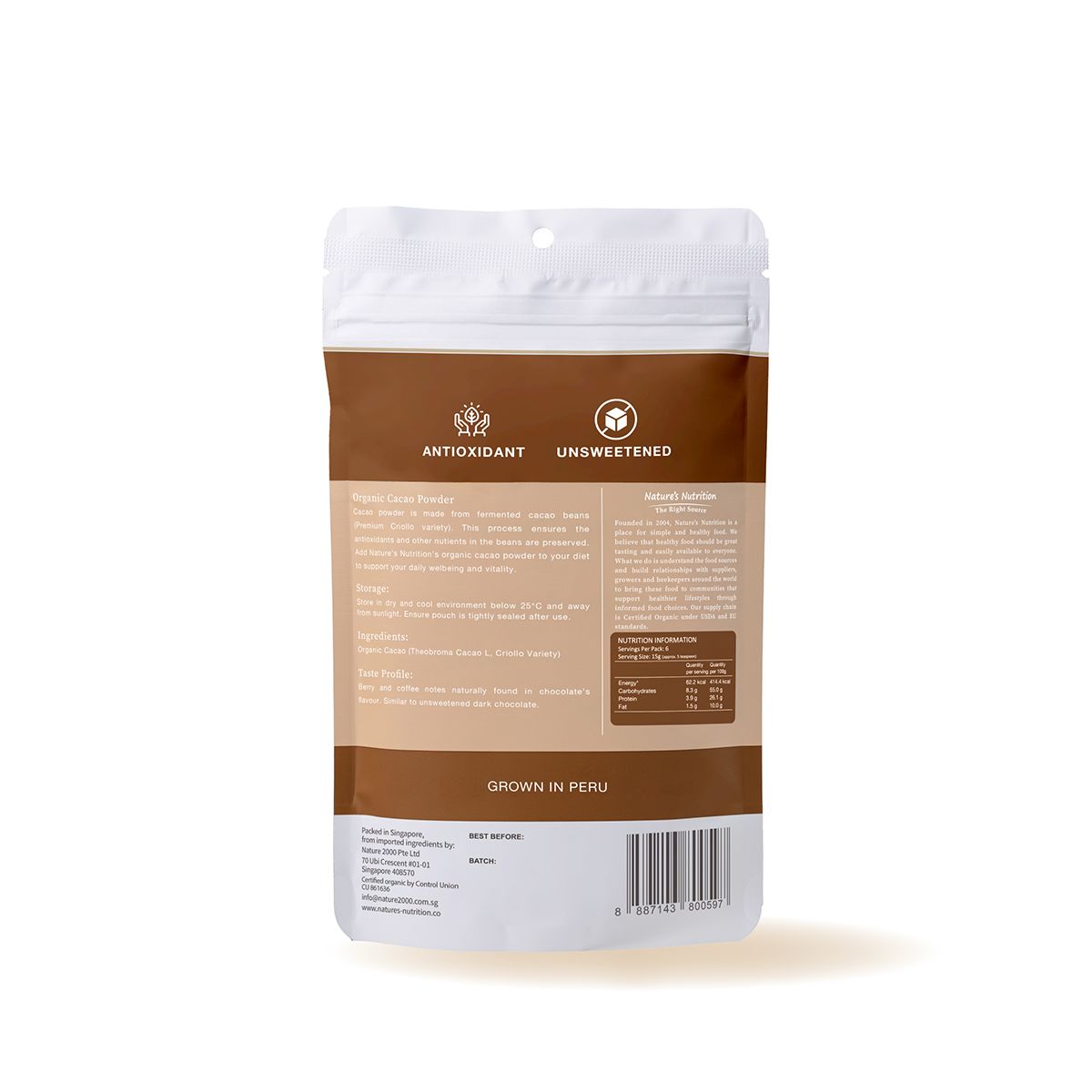 Nature’s Nutrition Organic Cacao Powder